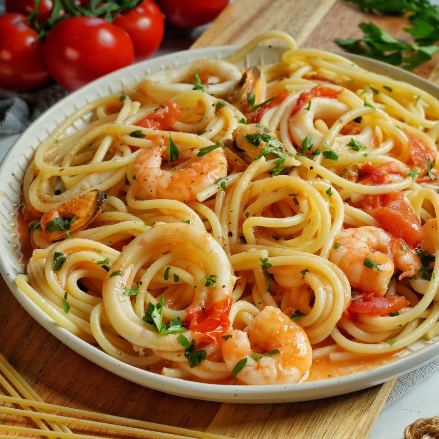 Spaghetti Frutti di Mare - italienische Pasta mit Meeresfrüchten